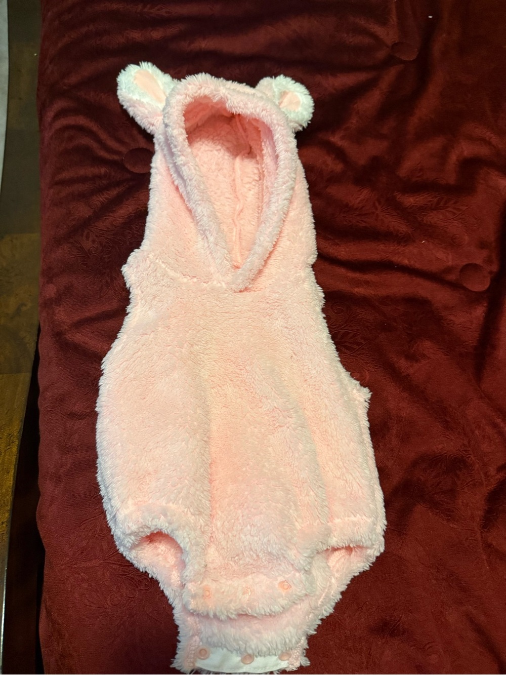 Plush Pink Hooded Bear One-Piece for dolls